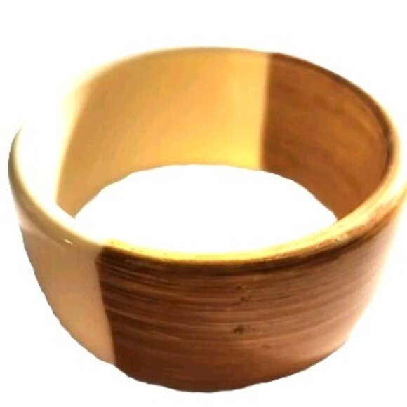 Bangle Bracelet Two-Tone plastic neutral minimalist office career womens jewelry - Picture 2 of 5